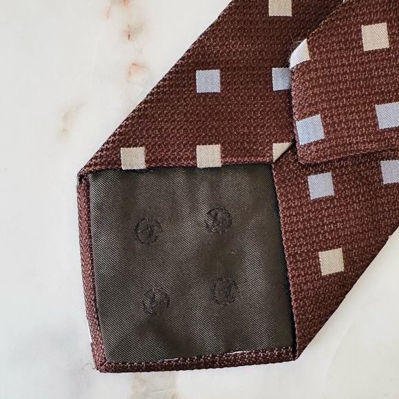 Giorgio Armani Neck Tie Brown geometric print Made in Italy 100% silk - Picture 5 of 8